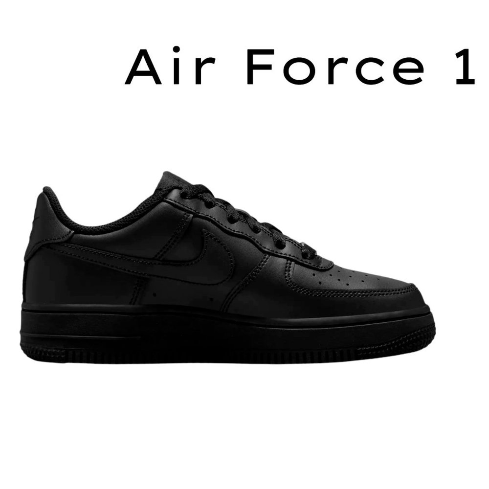 NEW KIDS Nike Air Force 1 LE Shoes Triple Black Sneakers